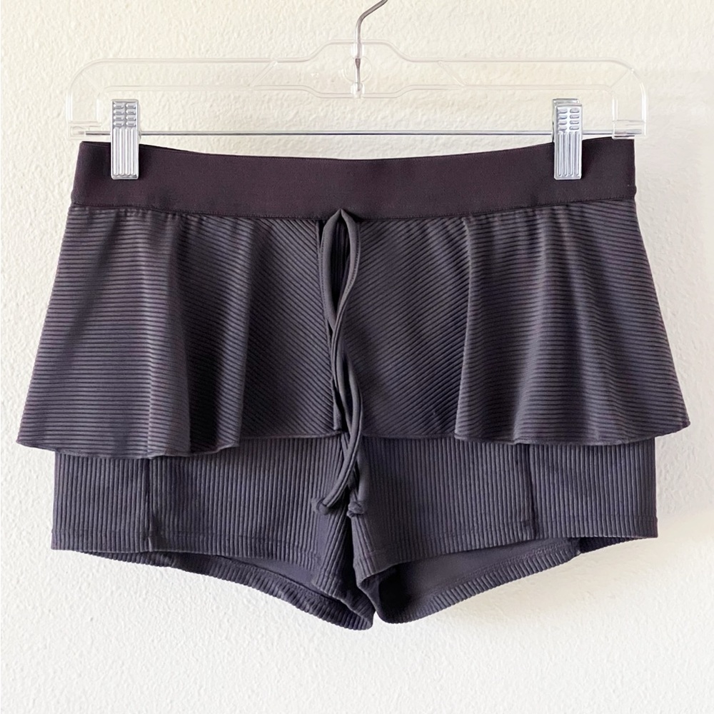 FP Movement Free People S Shorts Ribbed Ruffle Elastic Waist Stretch Gym Yoga